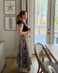 Brown Snake Maxi Ruffle Wrap Skirt