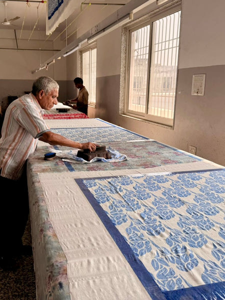 Blue Snake Peace Silk Scarf – Hand Block Printed, Ethical & Sustainable