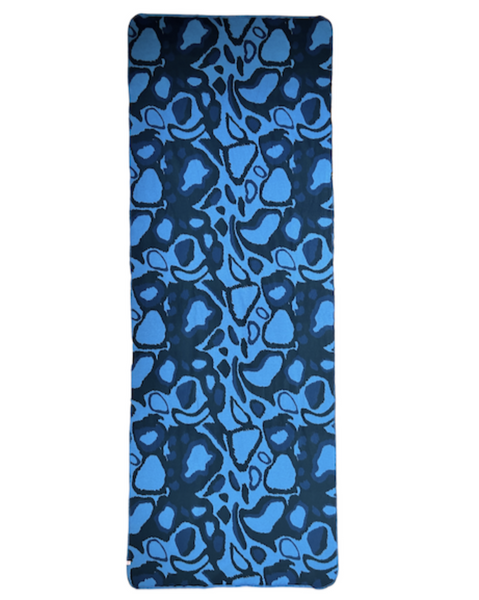 Navy blue and black scarf featuring a wild dog print