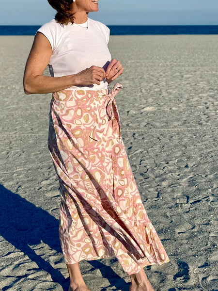 Blush Wild Dog Maxi Ruffle Wrap Skirt