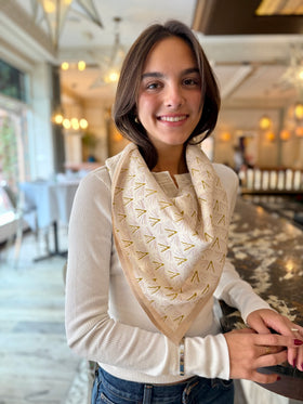 Ivory Blackbuck Peace Silk Scarf – Hand Block Printed, Ethical & Sustainable