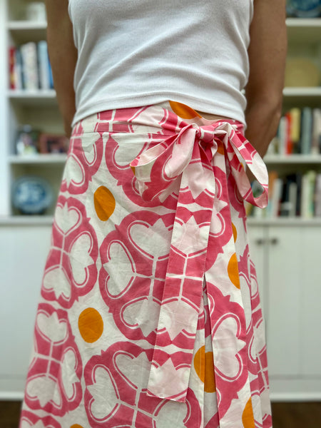 Watermelon Condor Maxi Ruffle Wrap Skirt