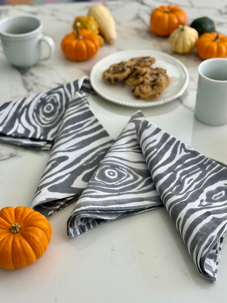 Gray Faux Bois Organic Cotton Linen Napkin Set