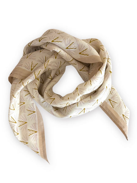 Ivory Blackbuck Peace Silk Scarf – Hand Block Printed, Ethical & Sustainable