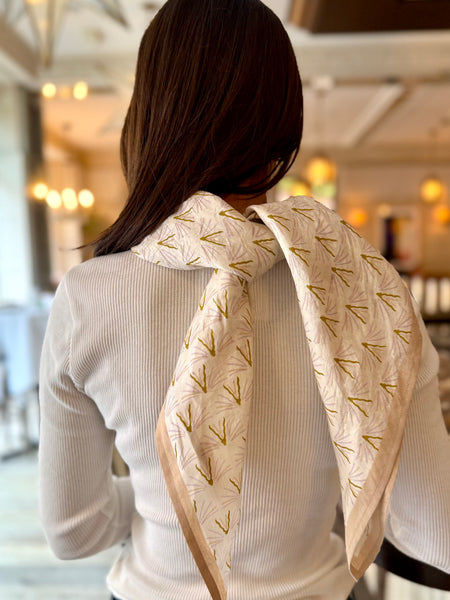 Ivory Blackbuck Peace Silk Scarf – Hand Block Printed, Ethical & Sustainable