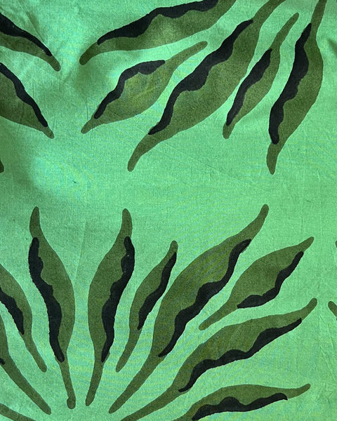 Beautiful green and black block-printed fabric of chic wrap skirt