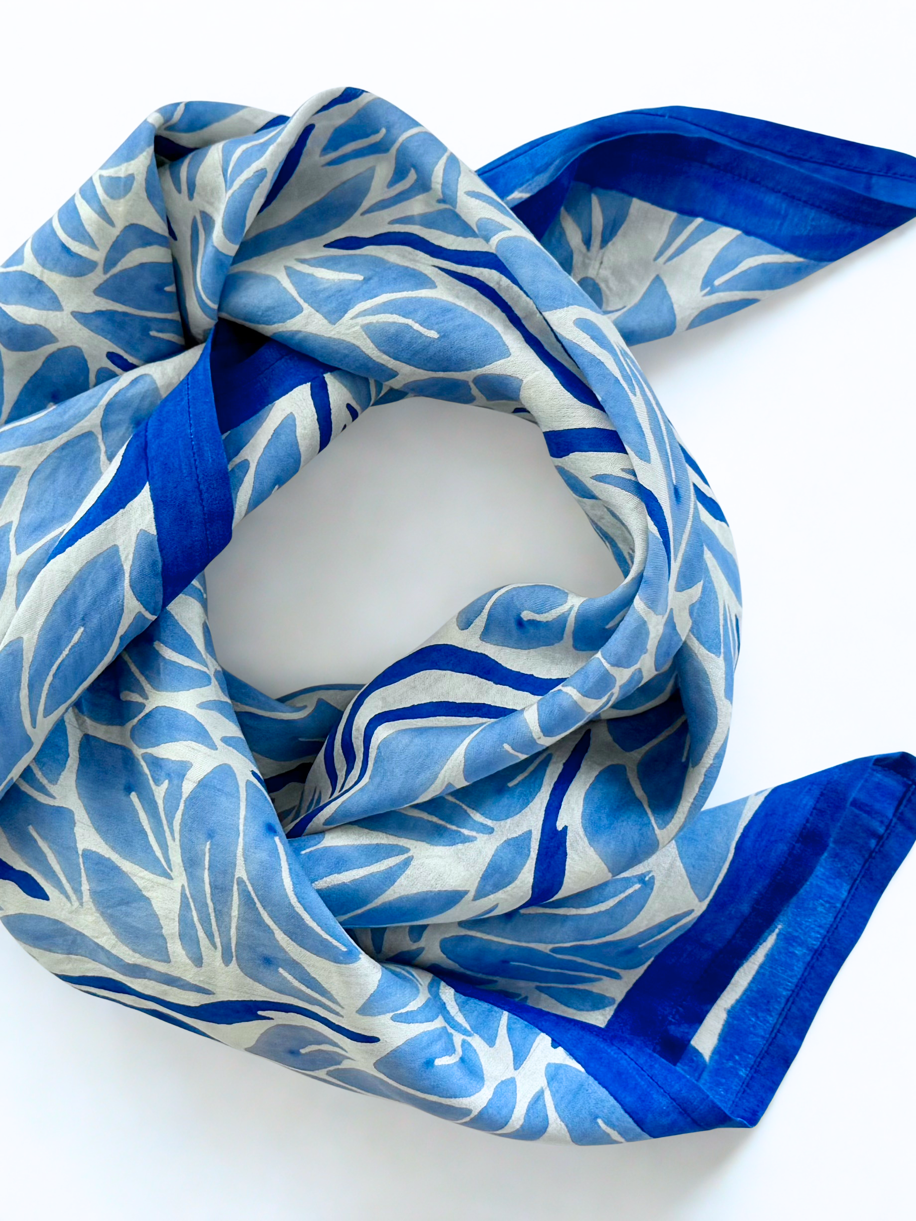 Blue Snake Peace Silk Square Scarf