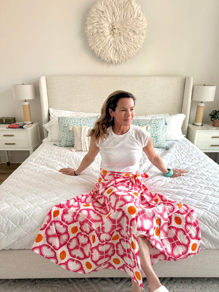 Watermelon Condor Maxi Ruffle Wrap Skirt