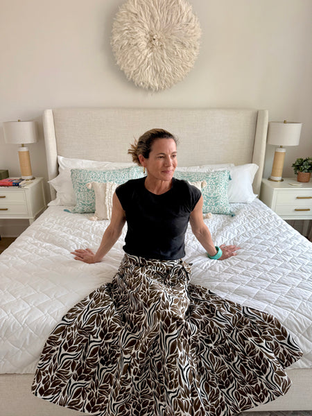 Brown Snake Maxi Ruffle Wrap Skirt