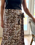 Brown Snake Maxi Ruffle Wrap Skirt