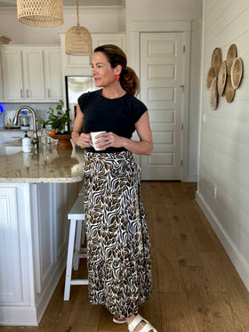 Brown Snake Maxi Ruffle Wrap Skirt