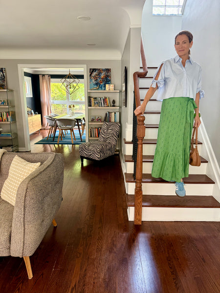 Green Staghorn Maxi Ruffle Wrap Skirt