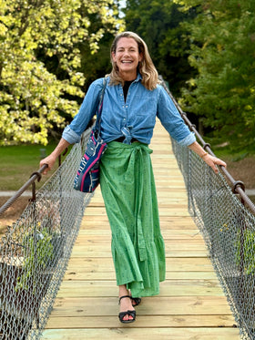 Green Staghorn Maxi Ruffle Wrap Skirt