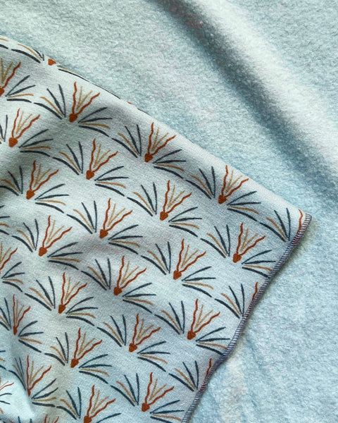 Light blue cozy wrap close-up