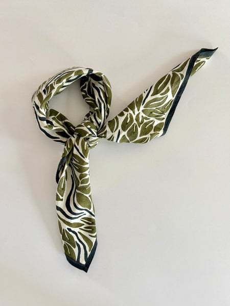 Olive Snake Peace Silk Scarf – Hand Block Printed, Ethical & Sustainable