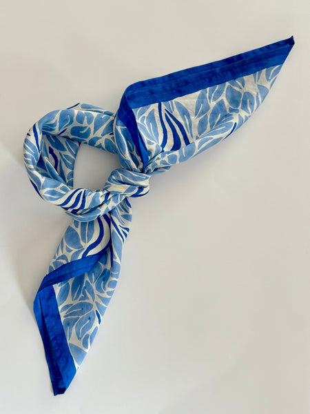 Blue Snake Peace Silk Scarf – Hand Block Printed, Ethical & Sustainable
