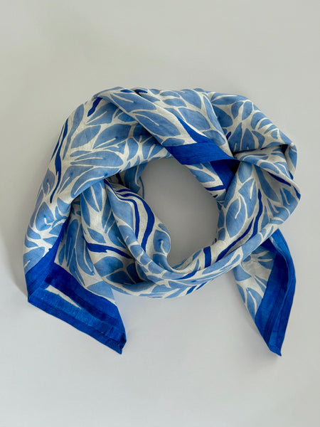 Blue Snake Peace Silk Scarf – Hand Block Printed, Ethical & Sustainable