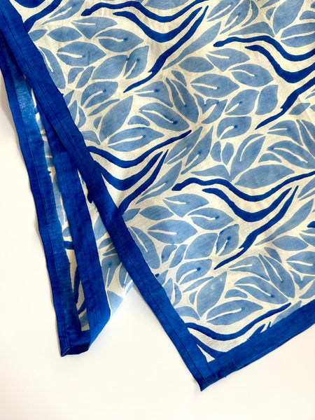 Blue Snake Peace Silk Scarf – Hand Block Printed, Ethical & Sustainable