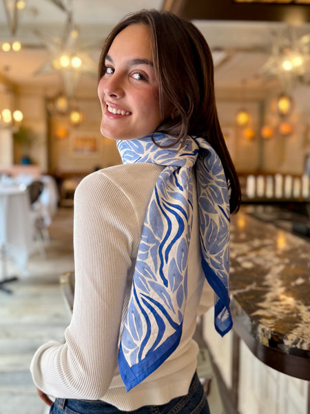 Blue Snake Peace Silk Scarf – Hand Block Printed, Ethical & Sustainable