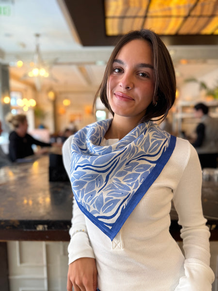 Blue Snake Peace Silk Scarf – Hand Block Printed, Ethical & Sustainable