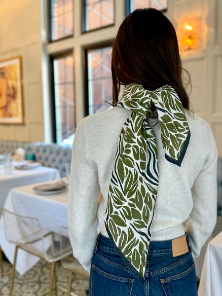 Olive Snake Peace Silk Scarf – Hand Block Printed, Ethical & Sustainable