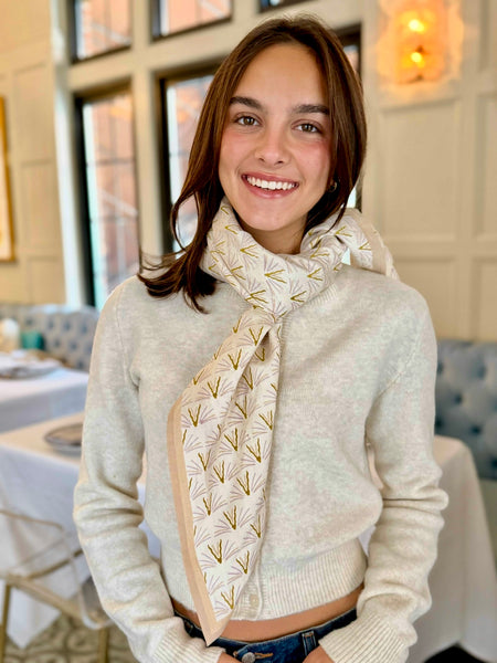 Ivory Blackbuck Peace Silk Scarf – Hand Block Printed, Ethical & Sustainable