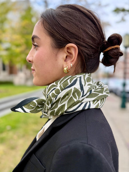 Olive Snake Peace Silk Scarf – Hand Block Printed, Ethical & Sustainable
