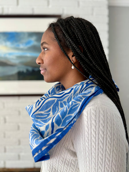 Blue Snake Peace Silk Square Scarf