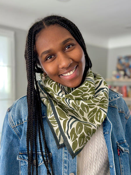 Olive Snake Peace Silk Square Scarf