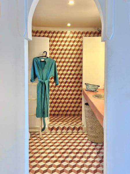 Teal and Red Staghorn Midi Dress